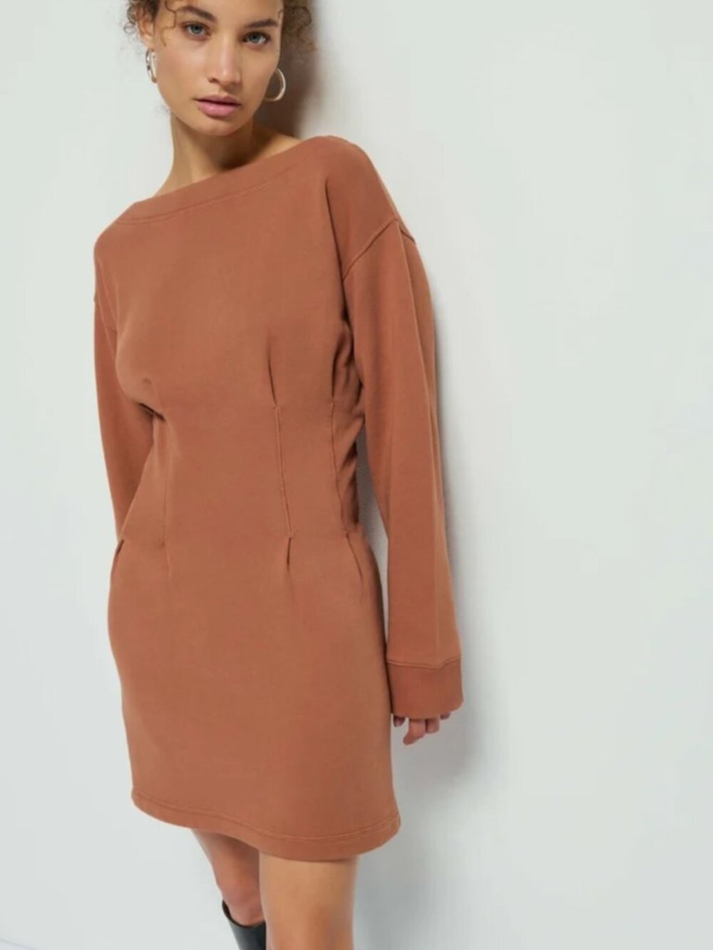 Nation Los Angeles Ronni Dress Brown Sz L Casual Cotton